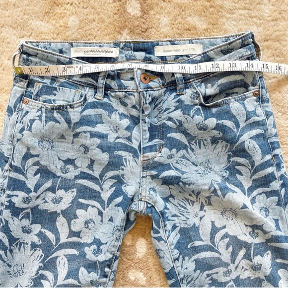 Pilcro And The Letterpress Slim Boyfriend Boho Floral Print Blue Jeans Size 25 - Picture 3 of 13
